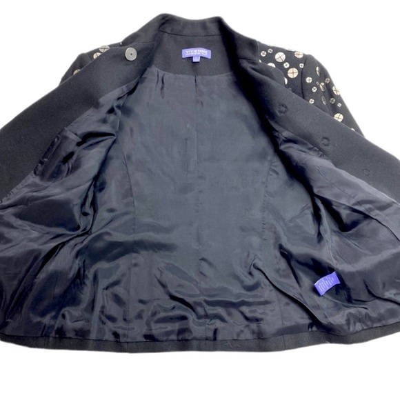 VIVIENNE Tam Sequin Wool Blend Quarter Sleeve Blazer Jacket in Black - Picture 7 of 9